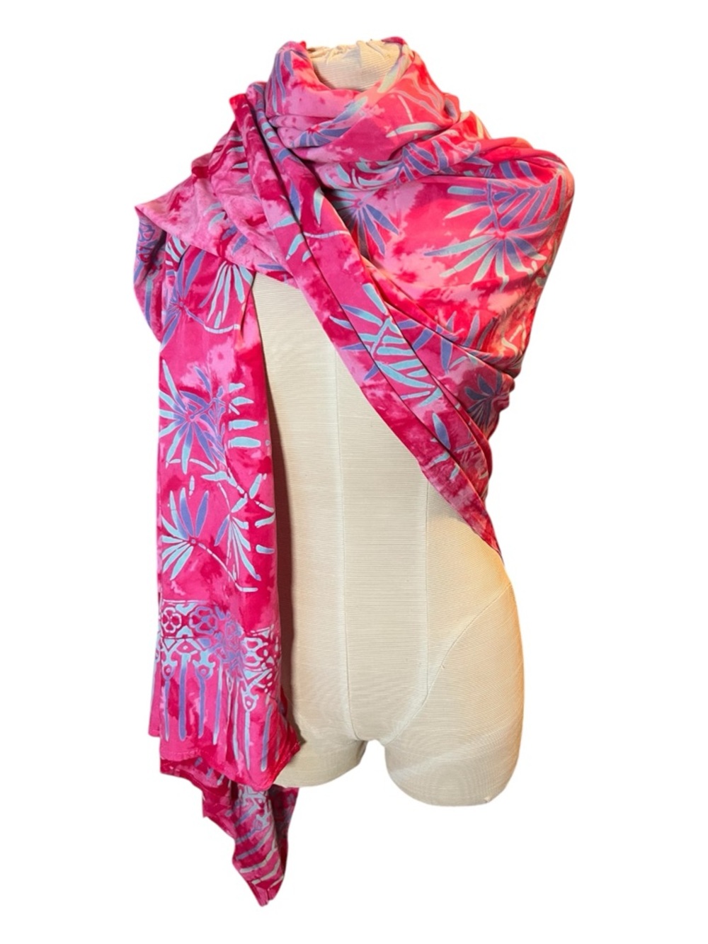 Vibrant Pink Floral Wrap Scarf
